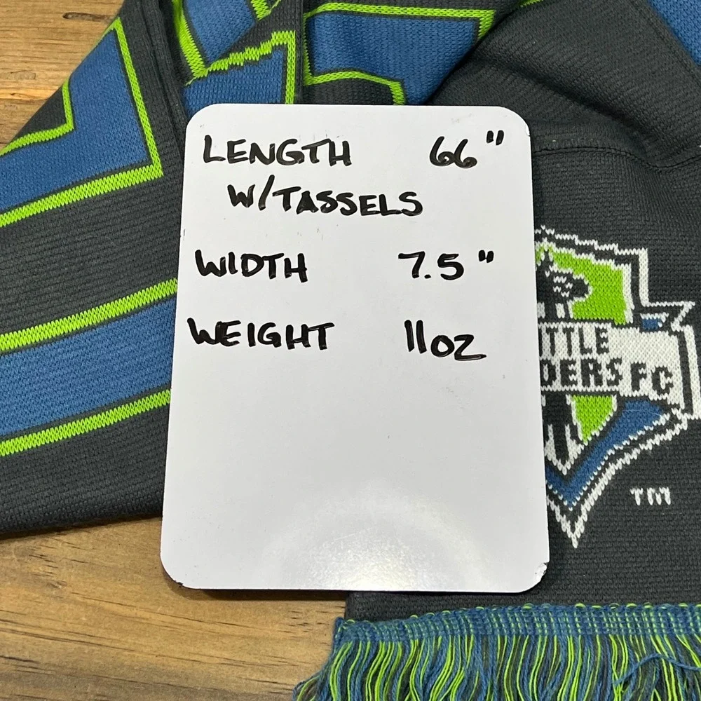 Seattle Sounders FC Adidas‎ Knit Scarf Pockets Blue Green Gray Fringe